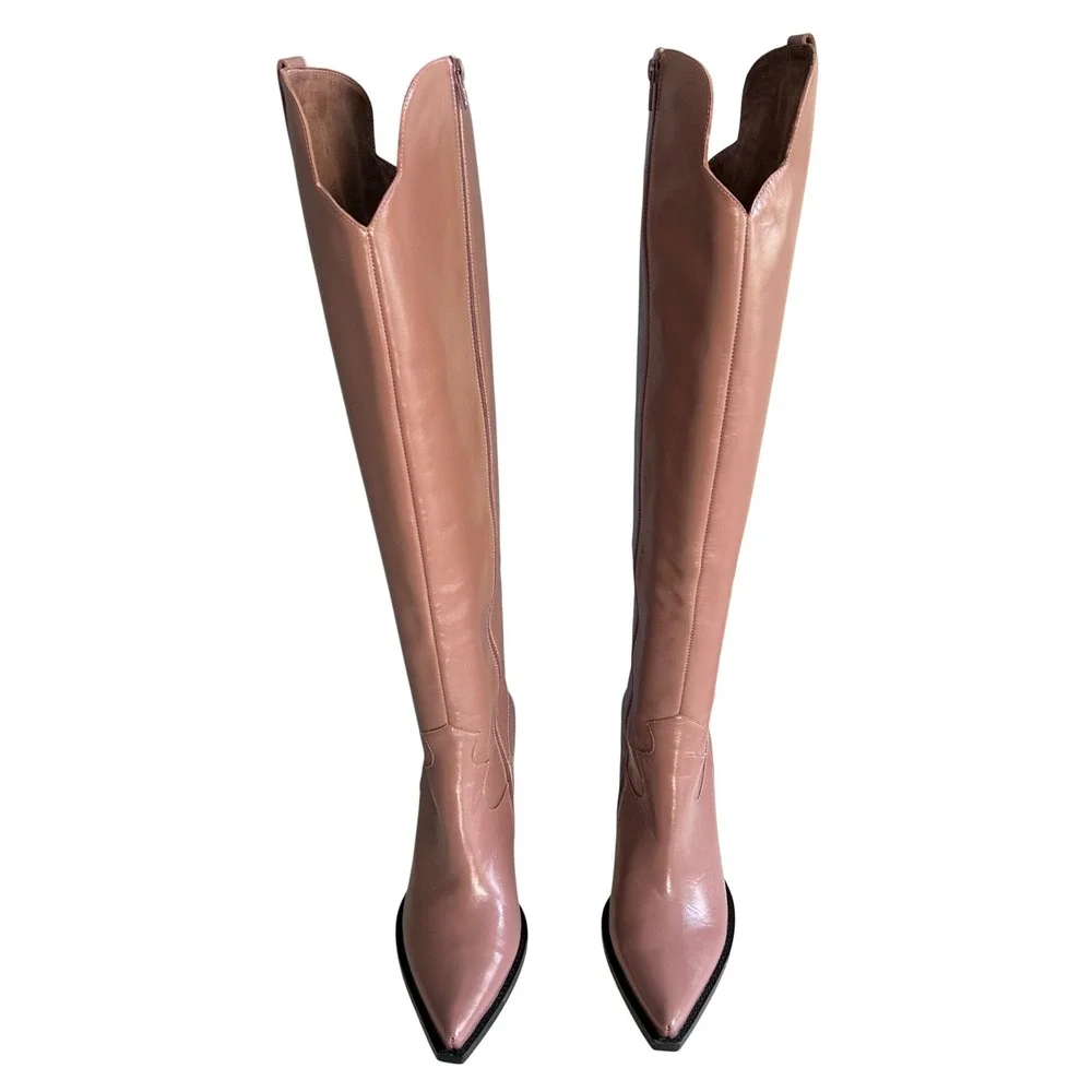 Jeffrey Campbell Over the Knee Western Boot size 10 Amiga Rose Pink Tall Pointy